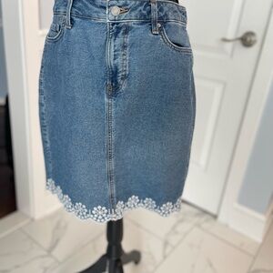 Tommy Hilfiger Blue Jean Embellished Pencil Skirt